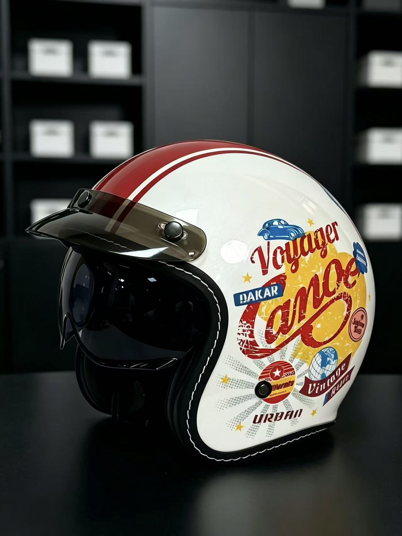 Popular Foreign Trade and Domestic Sales Model Motorcycle Helmet, Three-Quarter 3/4 Half Helmet, Retro Motorcycle Electric Scooter Cruising Helmet