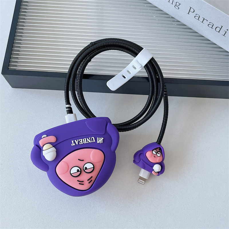 2024 nueva cubierta protectora de cabezal de carga rápida estándar británico de dibujos animados de 20W para cargador de Apple 20WPD plegable de tres enchufes