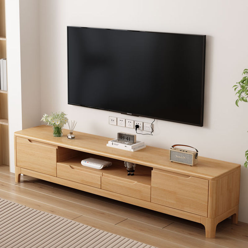New All-Solid Wood Tv Cabinet Nordic Style Narrow Living Room Home Simple Floor-Standing Chinese Style Tv Cabinet with Color Matching