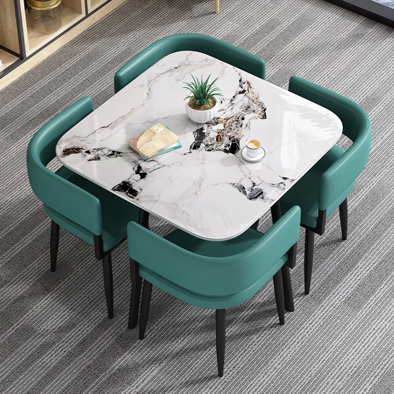 이탈리안 슬레이트 90cm 사각 테이블 - 그린 테이블 1개, 의자 4개