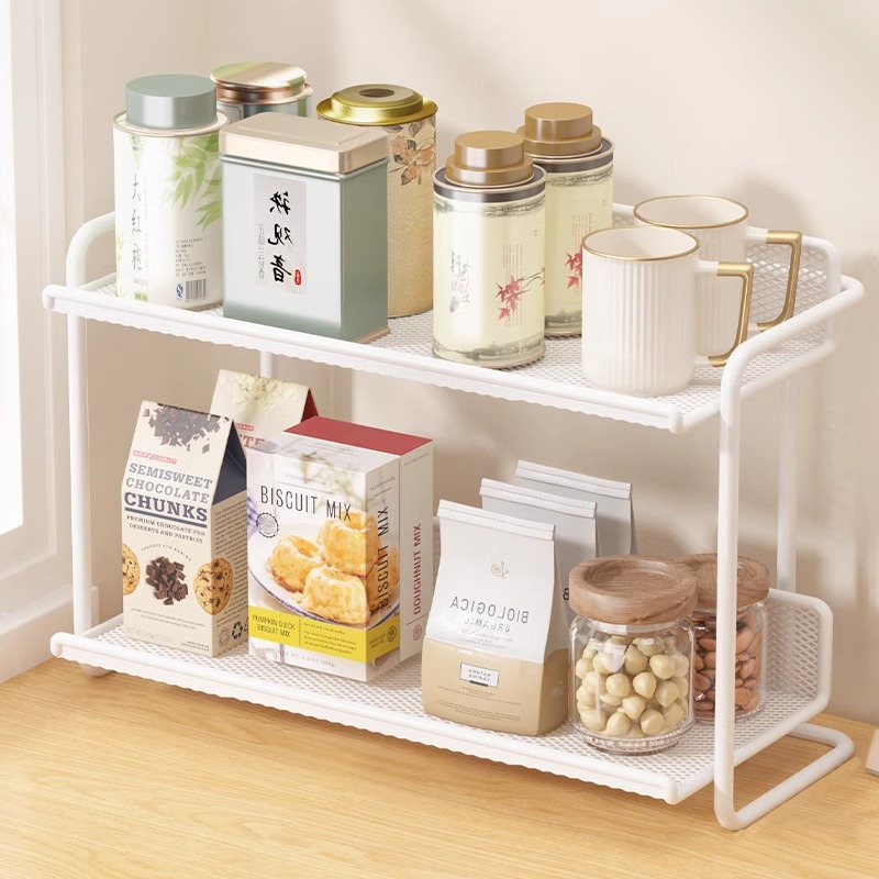 Dining Table Storage Artifact Desktop Storage Rack Snack Shelf Double-Layer Cup Rack Water Cup Dining Table Countertop Kitchen Sideboard