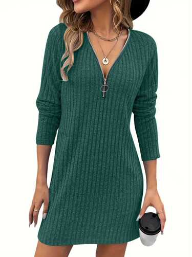 Tk Independent Station Western and Eastern Multicolor Fashion Elegant Lady's Spring and Autumn Zipper Dress