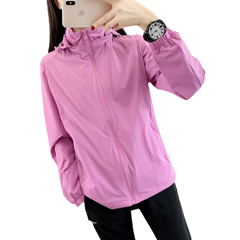 Primavera y otoño al aire libre chaqueta de mujer nylon cuatro caras bala única malla ventilada chaqueta con capuchón a prueba de viento puede imprimir LOGO image 6