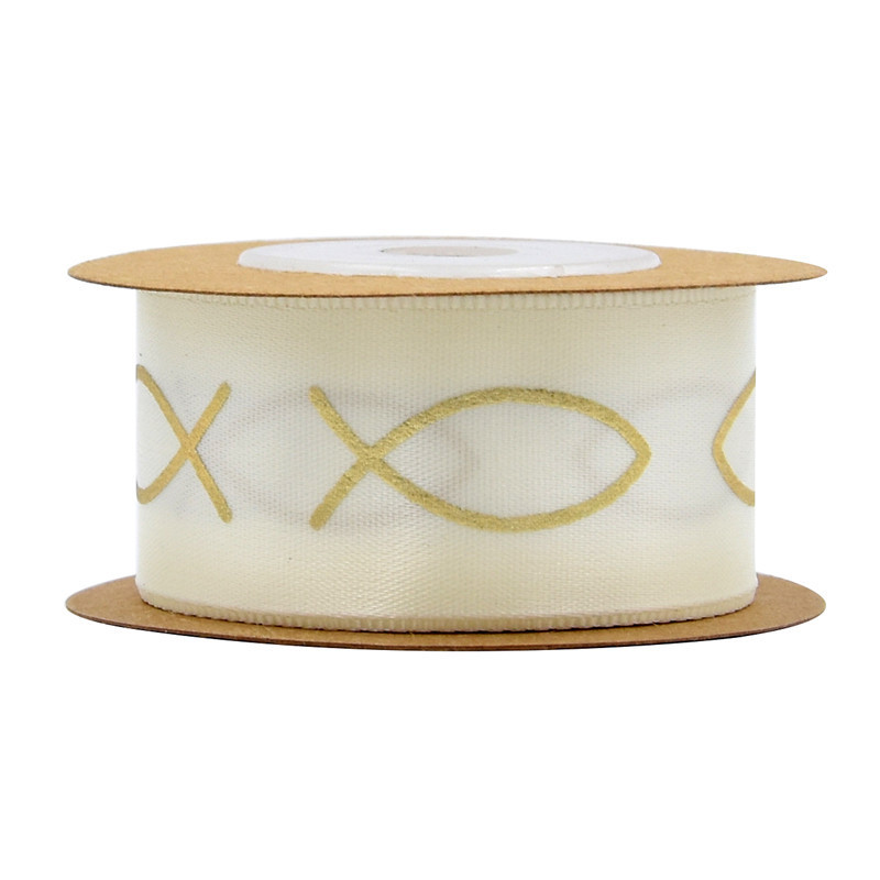 Transfronterizos seda estampada cinta de poliéster decoración de boda embalaje de regalo impresión plumas amorosa cinta de pez 5 metros