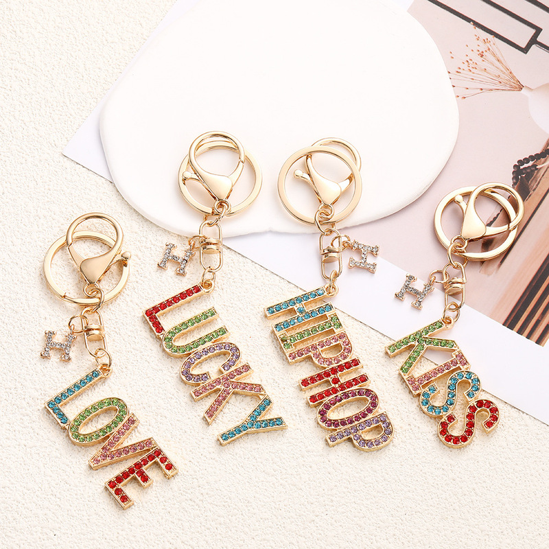 Amazon's New Colorful Diamond Letter Keychain, Fashionable English Combination Style Bag Pendant, Car Key Ring Decoration Amazon's New Colorful Diamond Letter Keychain, Fashionable English Combination Style Bag Pendant, Car Key Ring Decoration