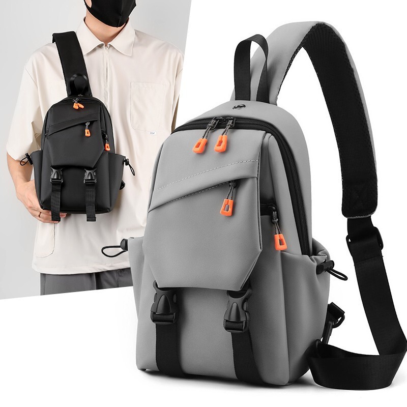 Cross-border Men's Chest Bag Casual Trendy Cool Nylon Shoulder Crossbody Bag Korean-style Ins Outer Cover Earphone Hole Riding Waist Bag