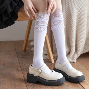 Белые кружевные японские тонкие весенние летние носки