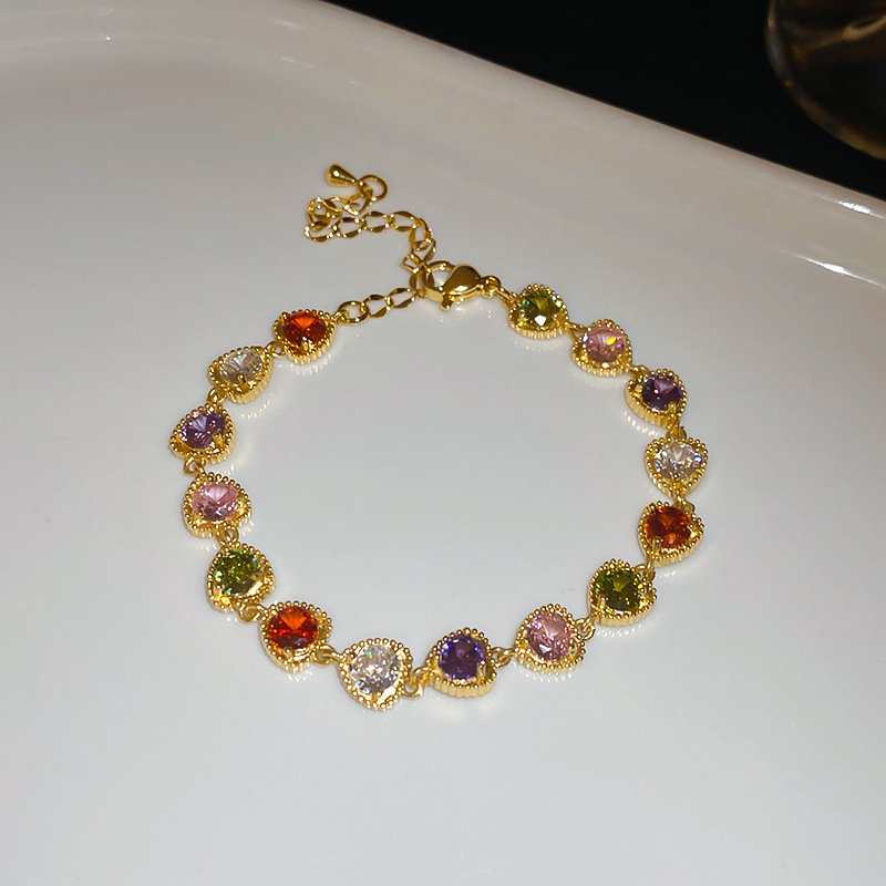 Pulsera de apertura geométrica de malla de flor de circón, pulsera retro de lujo ligero exquisito europeo y americano