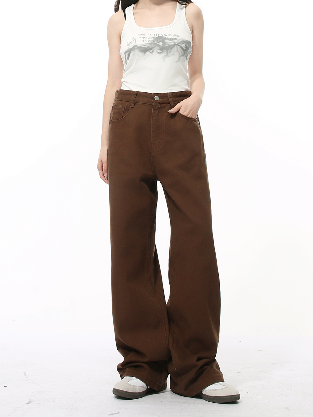 MTLCLOTHES Hombres| Nuevos productos de otoño coreanos de color sólido básico delgado y suelto jeans casuales