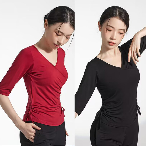 Dancewear for wholesale - Spring and Autumn Season Adult Figure Training Top, Black Color, Modern Classical and Latin Dance