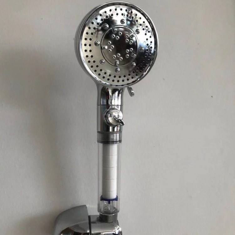 New Three-speed Water Stop Shower Supercharged Water-saving Electroplated Black Matte Hand-held Nozzle