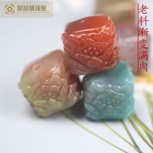 Natural salt source agate Phoenix wear peony cabbage brave accessories jewelry small lift slip diy hand string factory wholesale