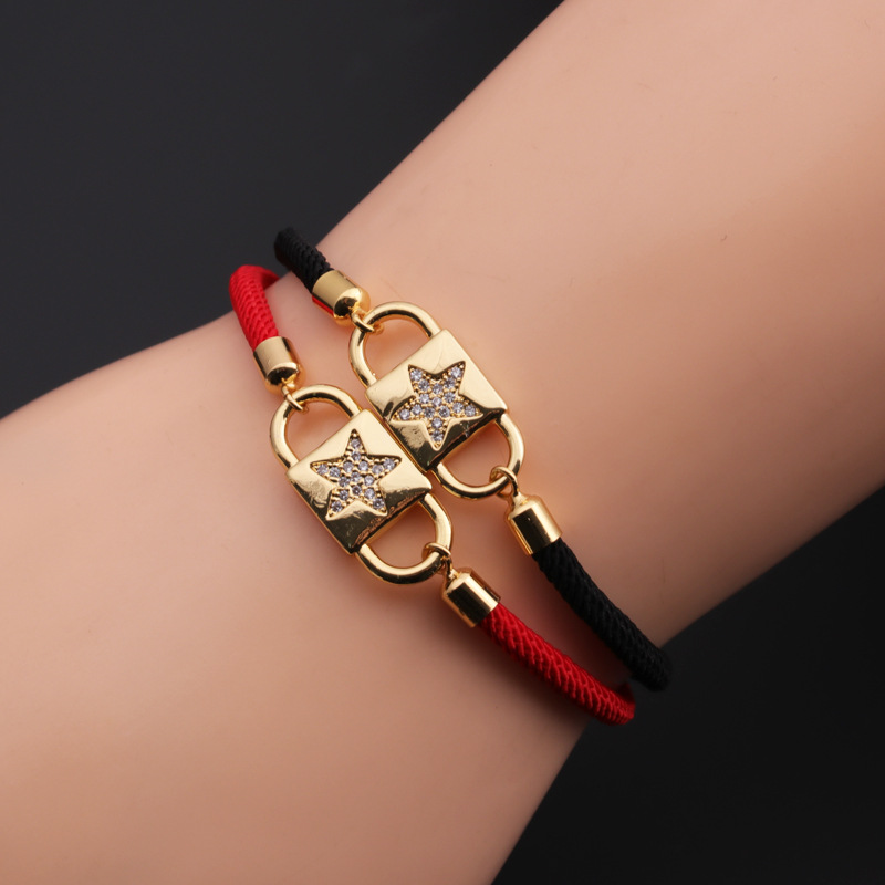 Copper Zircon Geometry Bracelet Fashion Tree of Life Star Aircraft Bracelet Wholesale