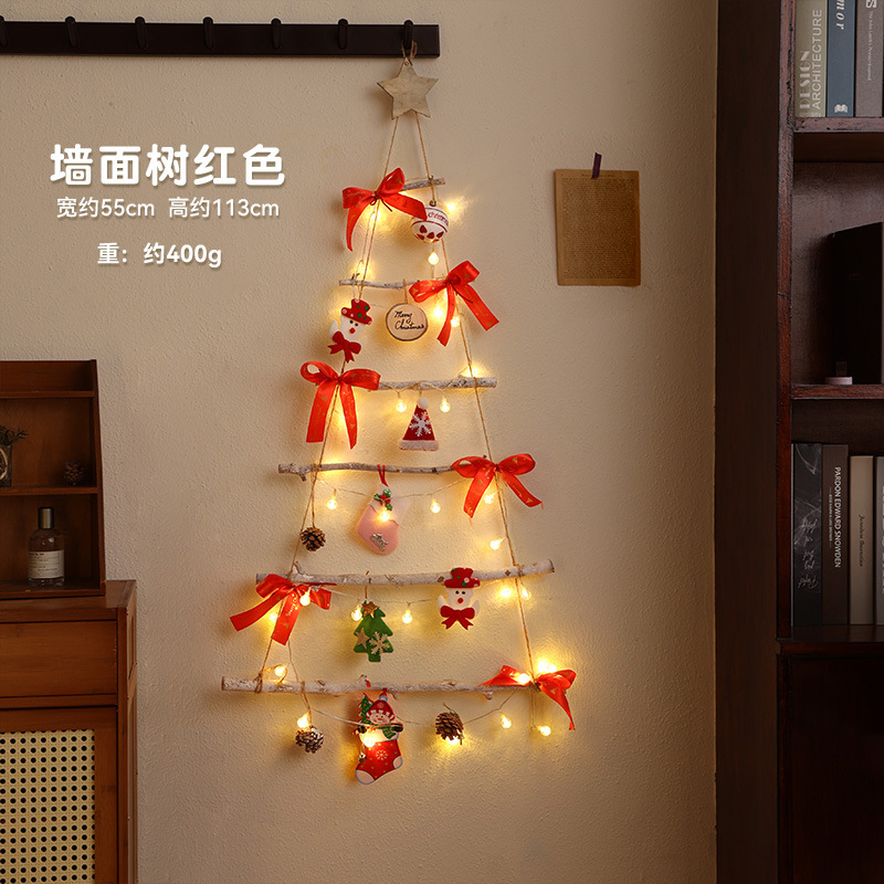 Pared de árbol de Navidad hogar sala de estar pared colgante decoración de caña de Navidad colgante paquete de decoración colgante árbol brillante