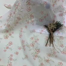 新款小碎花金银线刺绣雪纺布料 汉服连衣裙衬衣女装童装面料现货