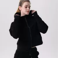 Зимние свободные женские спортивные кардиганы Короткие толстовки с капюшоном на открытом воздухе беговые теплые куртки утолщены