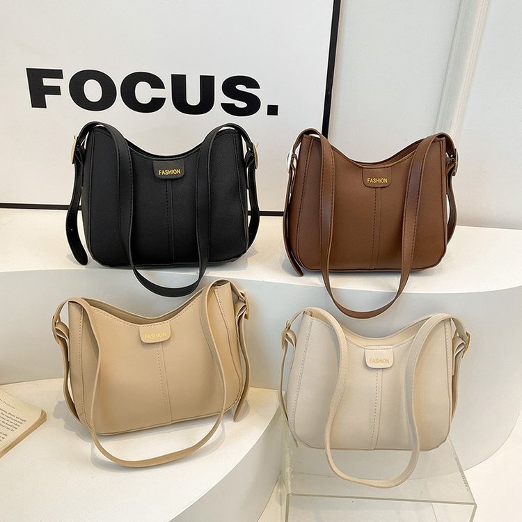 Elegant Women's Shoulder Bag Solid Colour Textured Handbag_voghion.com