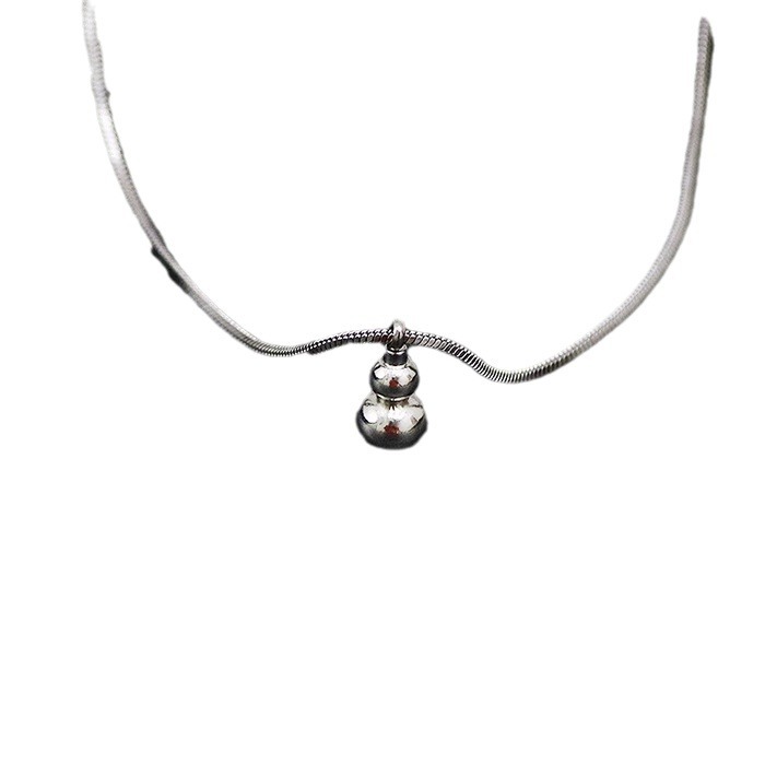 collana in acciaio al titanio zucca semplice, lussuosa e generosa. La mini solida piccola catenina per clavicola a sfera è una donna_voghion.com