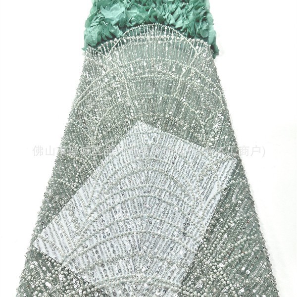 Fabricantes de tela bordada de cuentas tridimensionales tela bordada de boda instantánea tela de sequilla de rendimiento de escenario