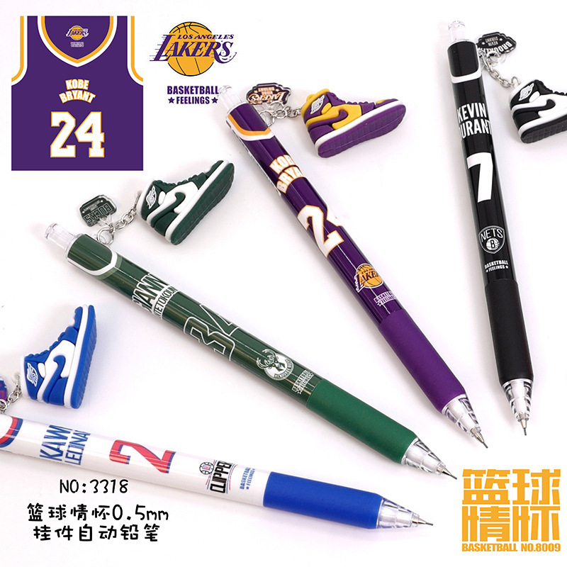Tendencia creativa lápiz de la NBA escritura para niños colgante de alto valor actividad lápiz lápiz automático de escritura personalizado