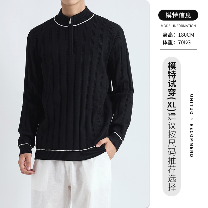 Lujo ligero para hombres de cuello medio alto polo polo polo de alto nivel de negocios suéter casual jersey polo