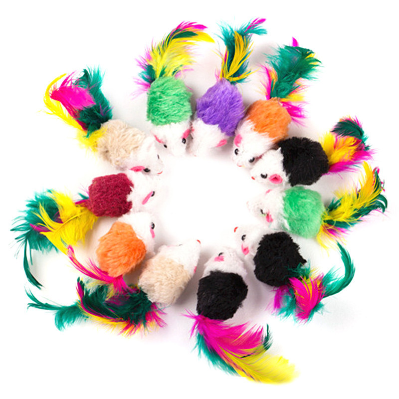 Pet Cat Self-Entertainment Boredom-Relief Toy Cat Colorful Feather Plush Mouse Tail Toy 2inch Cat Toys Pet Cat Self-Entertainment Boredom-Relief Toy Cat Colorful Feather Plush Mouse Tail Toy 2inch Cat Toys