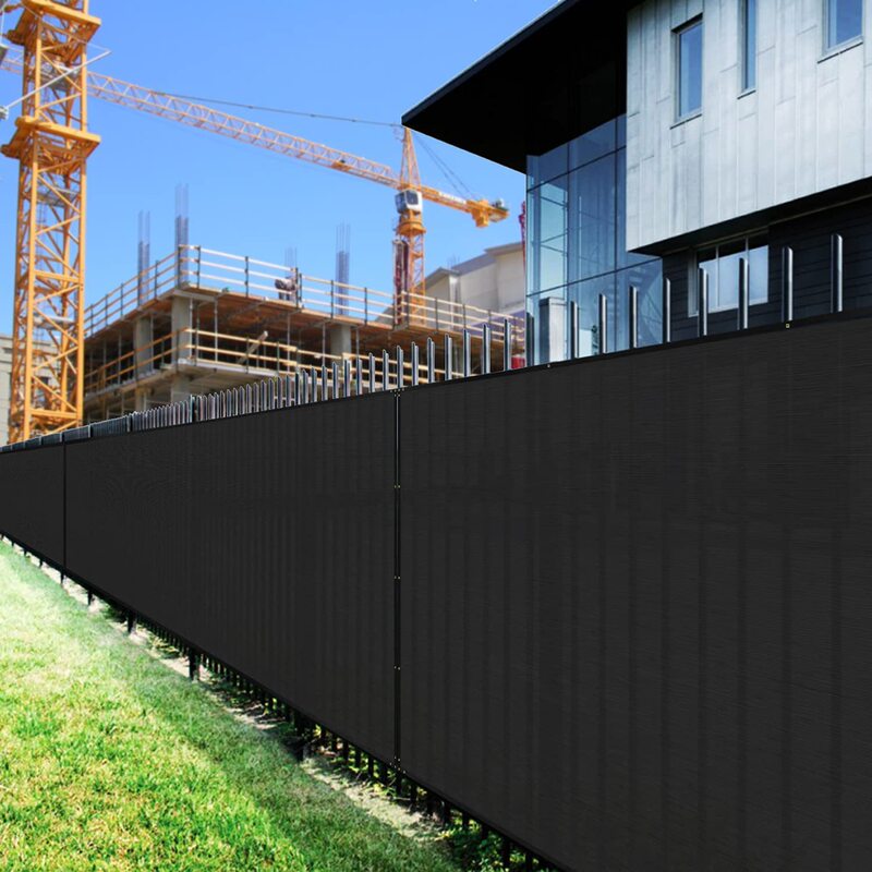 Black Privacy Fence Screen Heavy Duty Shade Mesh Fabric Brass Intarsia Outdoor Windshield