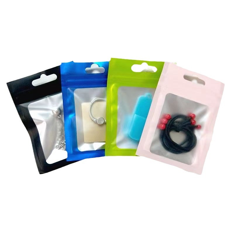 Esmerilado yin y yang ziplock bolsa de papel de aluminio de color bolsa de hueso joyería de alimentos accesorios electrónicos ventana bolsa de embalaje compuesto