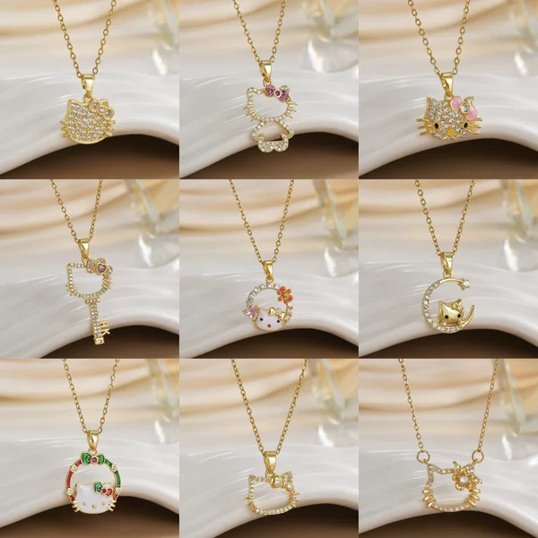 Cross-Border Hot-Selling Women's New Cat Pendant Necklace with Micro-Inlaid Zircon Jewelry, Clavicle Chain, Light Luxury Birthday Gift Wholesale