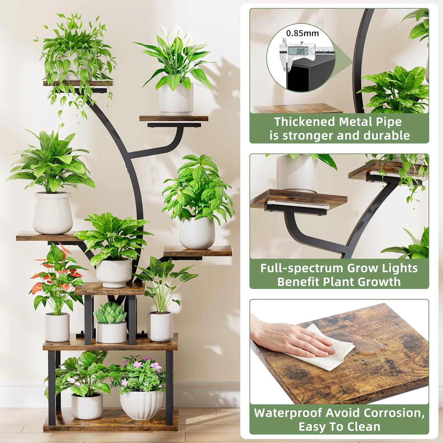 Железная многослойная подставка для цветов напольные зеленые рамы для интерьера декоративные рамы для гостиной с лампой балконные полки бонсай