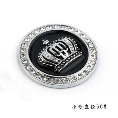sticker modification with metal diamond: Car logo - one-size-fits-all-round-small-silver-colored-one