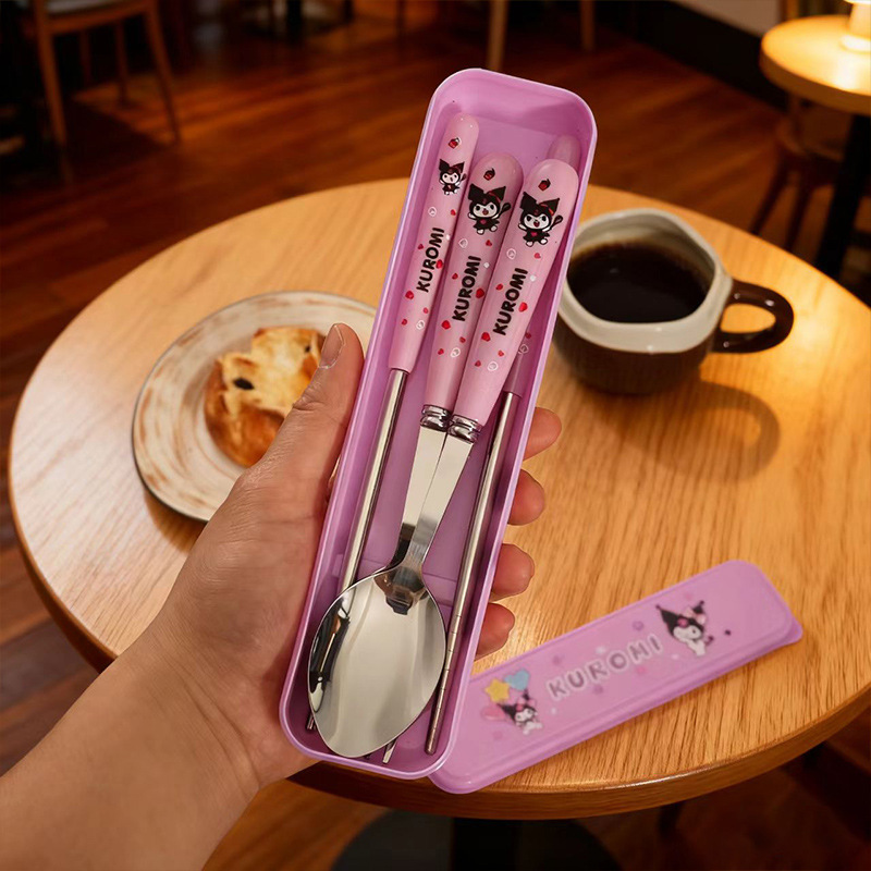 포크, 스푼, 젓가락 3종 세트 + 신형 프린트 케이스 쿠로미