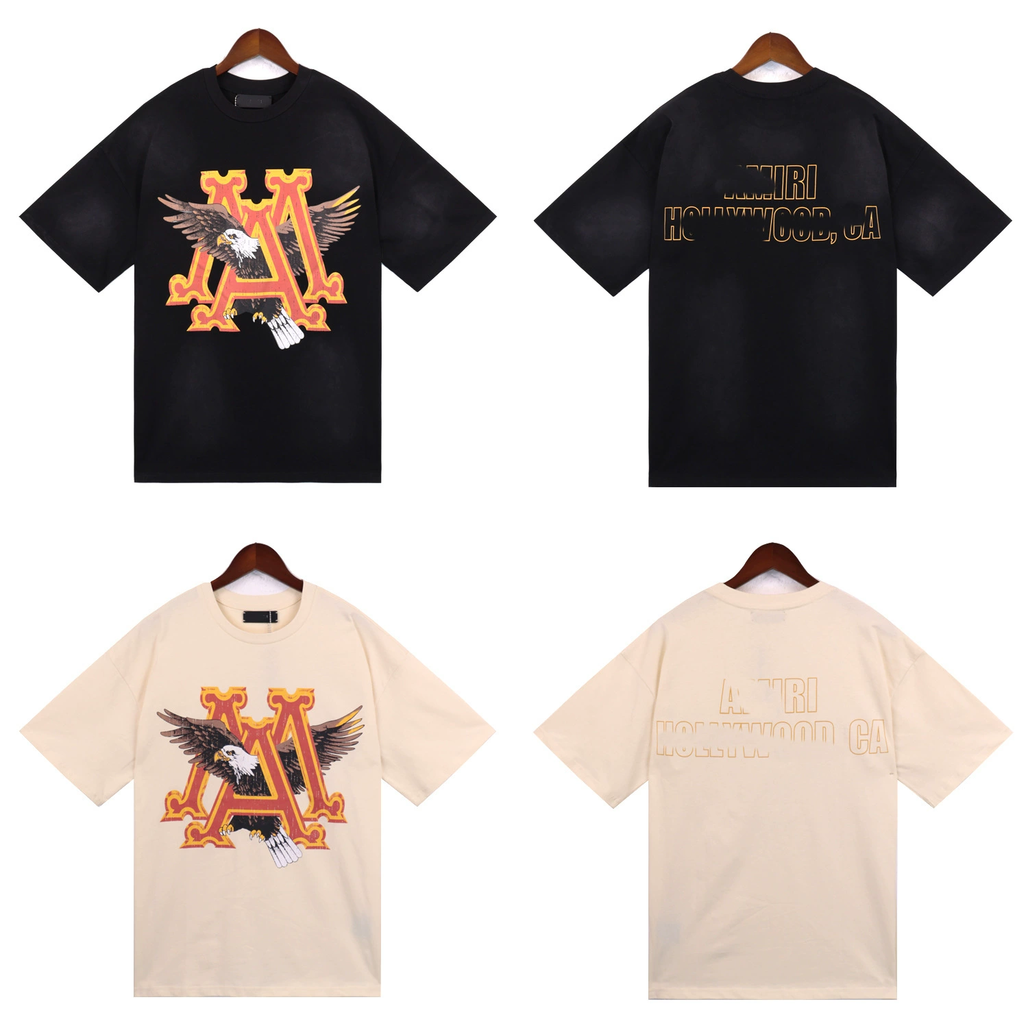 24S американская футболка AMIRI новая мода Flying Eagle Prбивка мойка прилив футболка для мужчин спортивный досуг с короткими рукавами