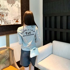 十字架25秋潮牌克罗*薄款t恤打底衫宽松懒人时髦复古植绒字母长袖