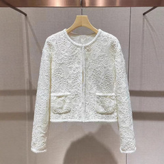 独特の超美しいコートの高級感2025春の新型優雅な小柄な重工業刺繍の透かし彫りの上着の女性