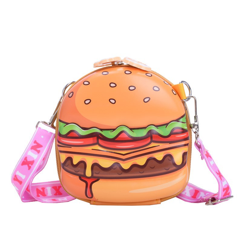 Mini bolso de hombro coreano para niños y niñas, caricaturas lindas pequeñas hamburguesas bebés mochila de impresión nueva bolsa infantil