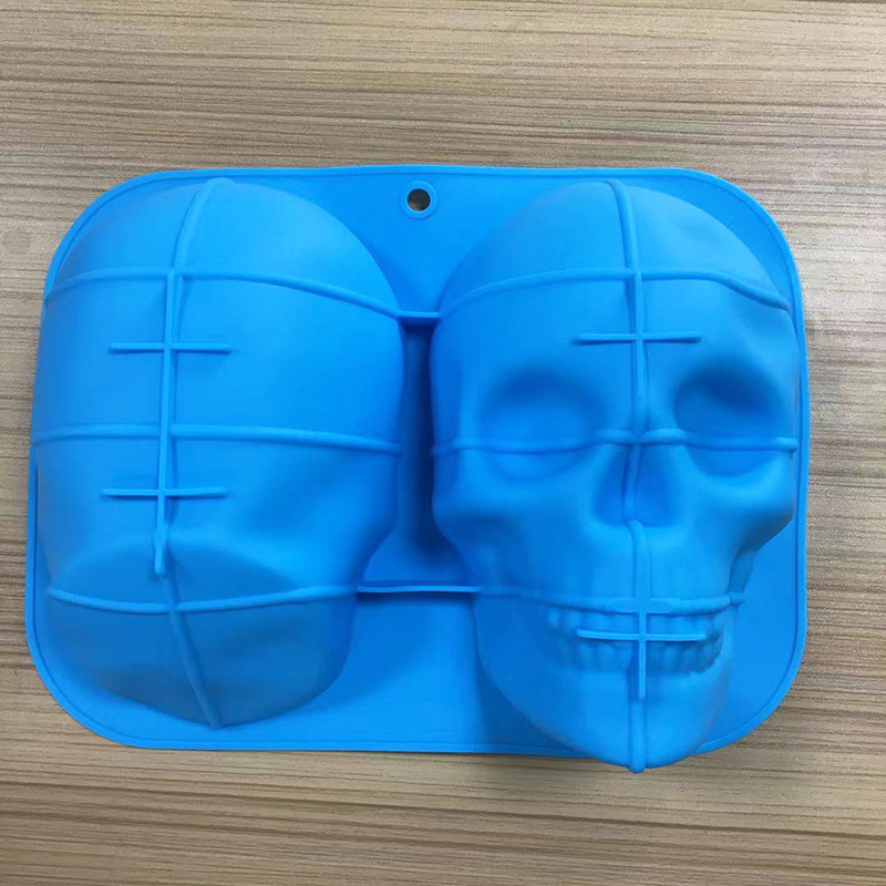 Molde de silicona para hielo con forma de lápida para uso diario, decoraciones de Halloween, molde grande para pastel con forma de calavera, molde para cubitos de hielo de terror, molde para velas, cubitos de hielo congelados