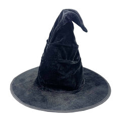 ハロウィーンのしわ魔女帽の祝日は魔女帽の黒いベルベットの魔女帽の化粧品のアクセサリーの頭飾りです