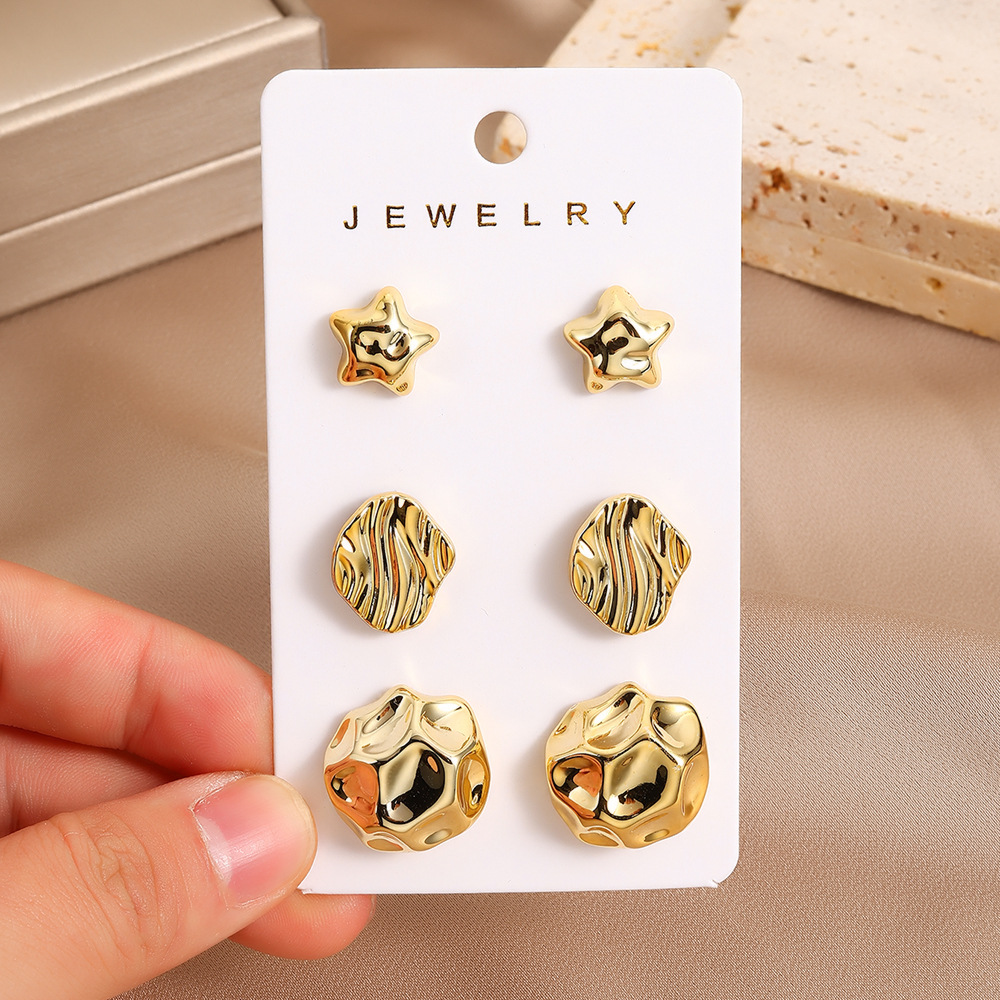 16g Weight Steel needle Ear Needle Material Ear Studs Classification 1 Set Quantity Daily Occasion CCB Material Geometric, Heart Shape Pattern All Seasons Season Women's Gender Plating Design Simple Style Style 1 Set Simple Style Geometric Heart Shape Plating CCB Ear Studs 8