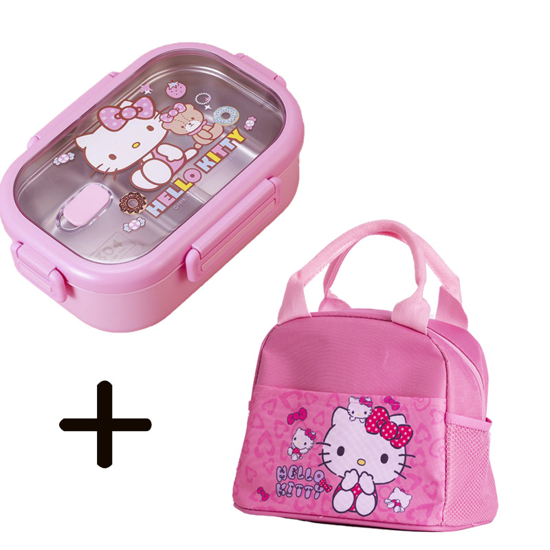 Caja de almuerzo de dibujos animados con tazón de sopa 304 compartimiento de acero inoxidable caja de almuerzo grado alimenticio empleado de oficina estudiante caja de almuerzo portátil