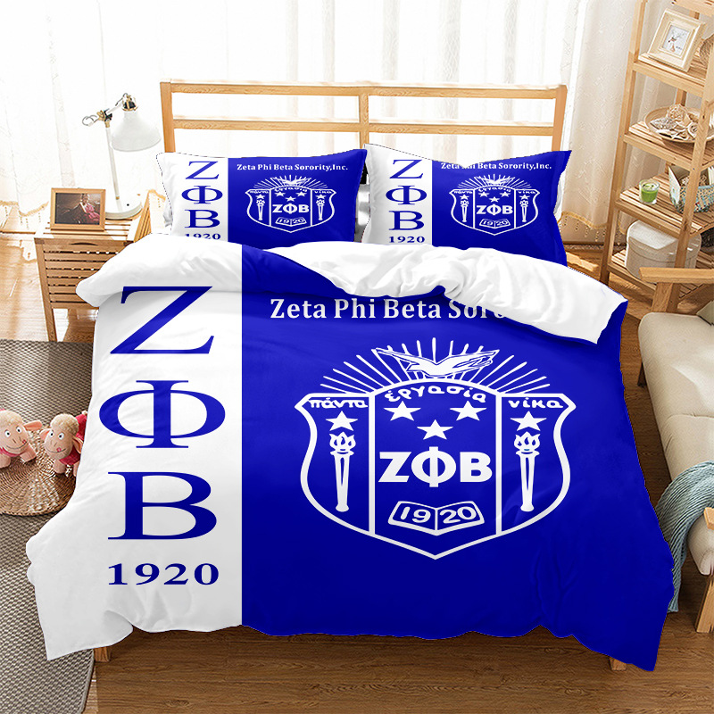 Cross-border Amazon letter/number/LOGO digital printing quilt cover pillowcase bed three-piece foreign trade Wholesale