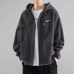 ファッションブランドのカーディガンは帽子をかぶっています。男性は秋冬の新型の純色のファッションが簡単で、ゆったりとしたカジュアルコートがあります。