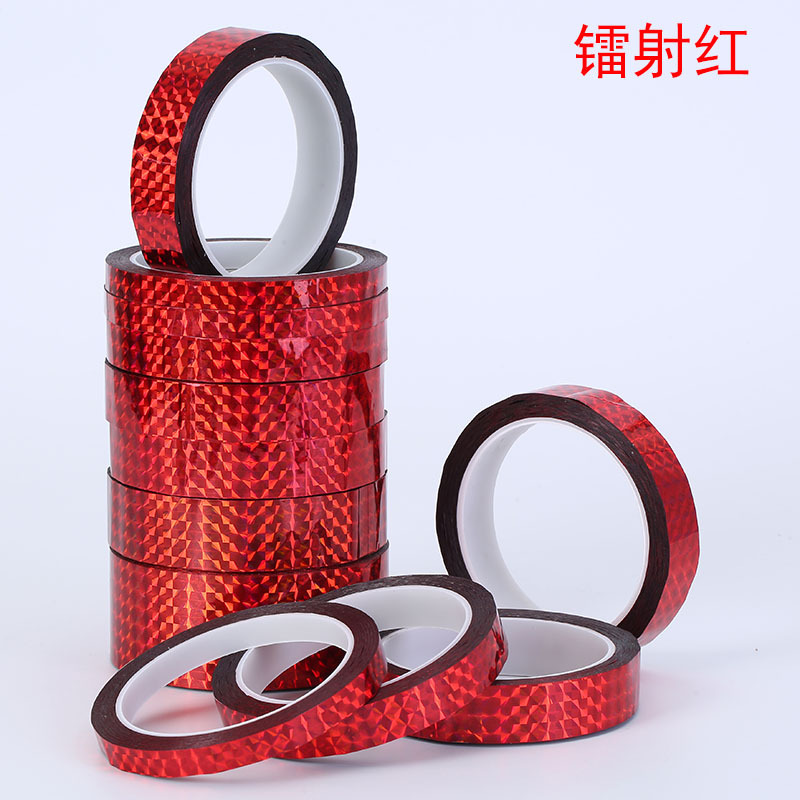 Cinta láser de color, decoración de aparejos de pesca, baquetas de hula hoop, regalo de boda, estudiantes DY, papel de color intermitente, borde