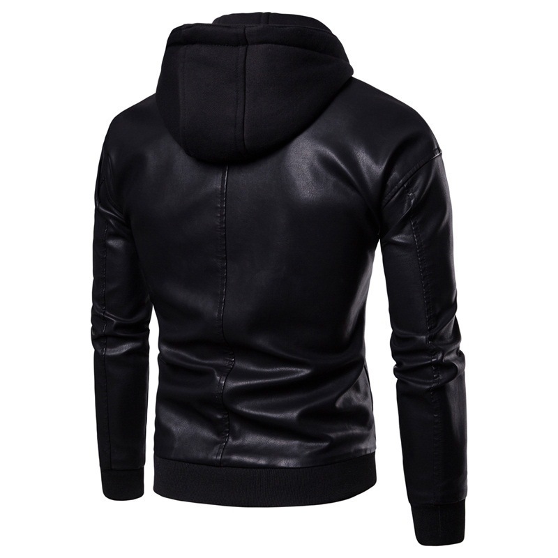 Cross-border engrosado suelto sombrero desmontable chaqueta de cuero hombre chaqueta suelta casual gran chaqueta de locomotora chaqueta superior ropa de hombre