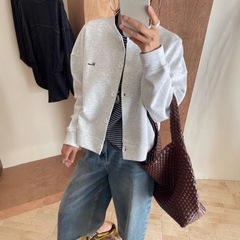 棉质舒适亲肤 2025秋新款简约棒球服开衫卫衣女韩版短外套25129