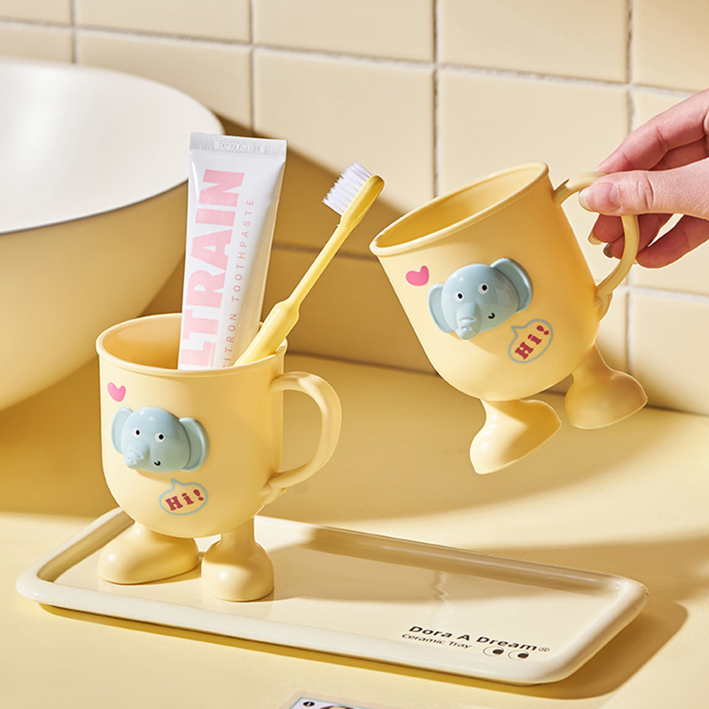 Childrens Plastic Elephant Toothbrushing Cup For Bathroom_voghion.com