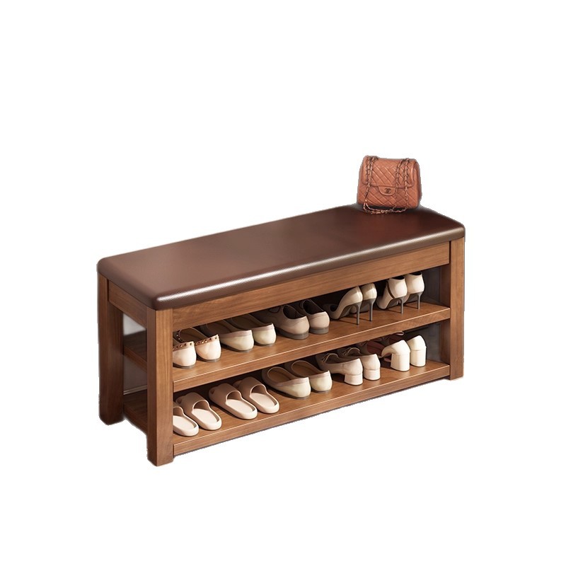 Taburete de cambio de zapatos doméstico en la puerta, taburete de asiento para un gabinete de zapatos almacenable, taburete integrado de madera sólida para usar taburete de zapato, taburete de entrada