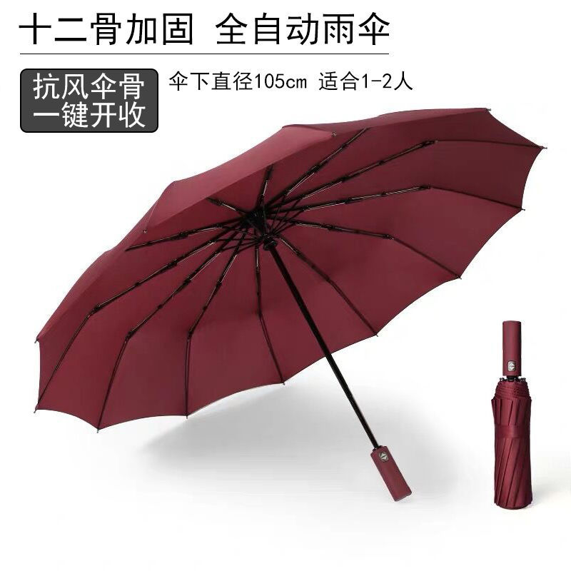 【オートタイプ】超強力抗風12骨非日焼け止め-ワインレッド