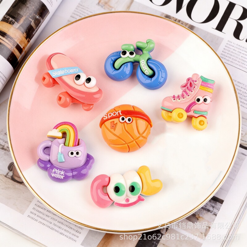 Skateboard, Basketball, Bicycle, Roller Skates, Glossy Resin Accessories, Hair Clips, Hair Ties, DIY Clog Shoe Material Kit Skateboard, Basketball, Bicycle, Roller Skates, Glossy Resin Accessories, Hair Clips, Hair Ties, DIY Clog Shoe Material Kit