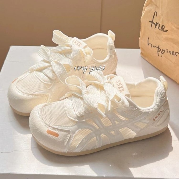 夏季网面透气小白鞋子女2025新款丑萌大头鞋小众百搭德训运动板鞋|undefined